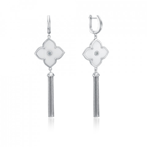 Срібні сережки-підвіски з керамікою (SE2786-3-W-E/12/1)