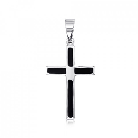 Срібний хрестик з чорною емаллю. (31303/12/1/389)