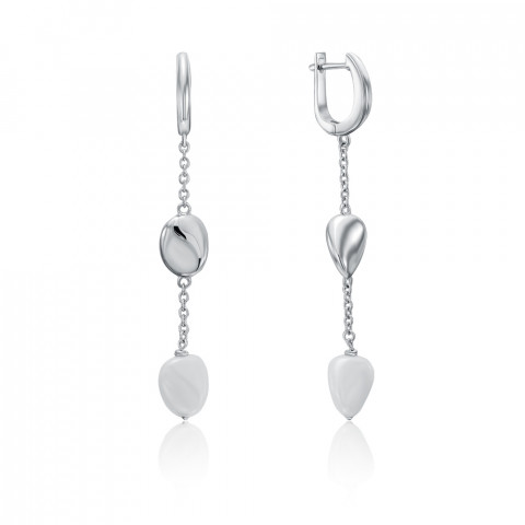 Срібні сережки-підвіски з керамікою (SE3015-W-E/12)