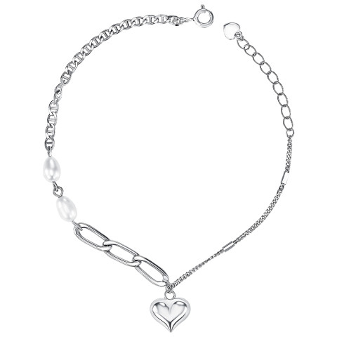 Срібний браслет Серце з перлами (SL00656-B/12/4742)