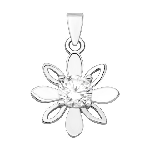 Срібна підвіска Квітка з фіанітом (SP00116)