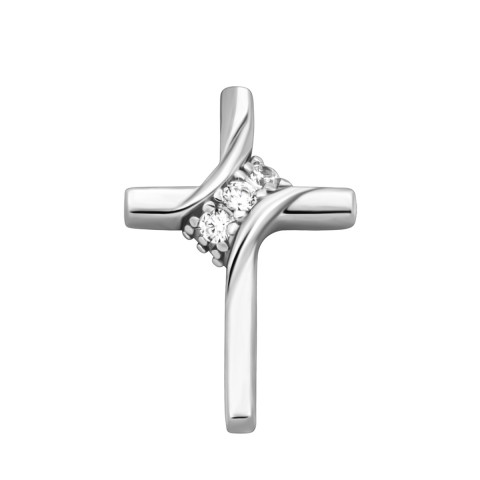 Срібний хрестик з фіанітами (SZ173)