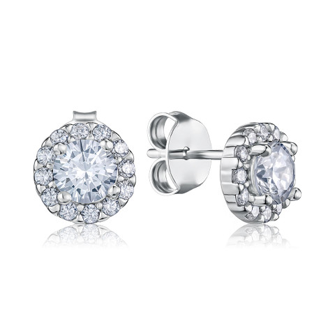 Срібні пусети з фіанітами SZDE00436-E/12/1