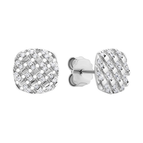 Срібні сережки-пусети з фіанітами (SZDE03049)