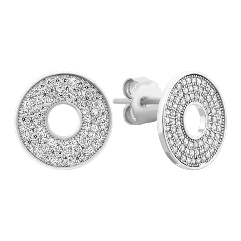 Срібні сережки-пусети з фіанітами (SZDE04005)