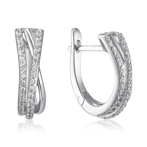 Срібні сережки з фіанітами SZDE04848-E/12/1