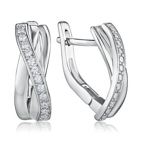 Срібні сережки з фіанітами SZDE05007-E/12/1