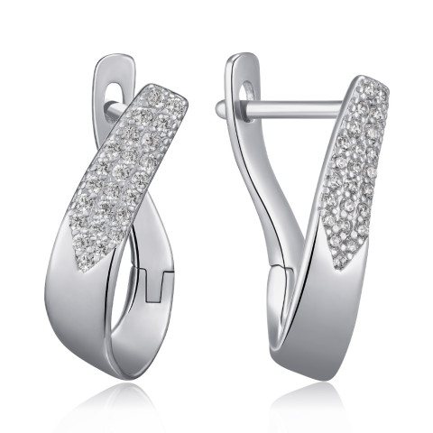Срібні сережки з фіанітами SZDE05019-E/12/1