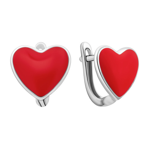 Срібні сережки Серце з емаллю (SZDE06225)