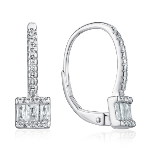 Срібні сережки з фіанітами  SZDE08424-E/12/1