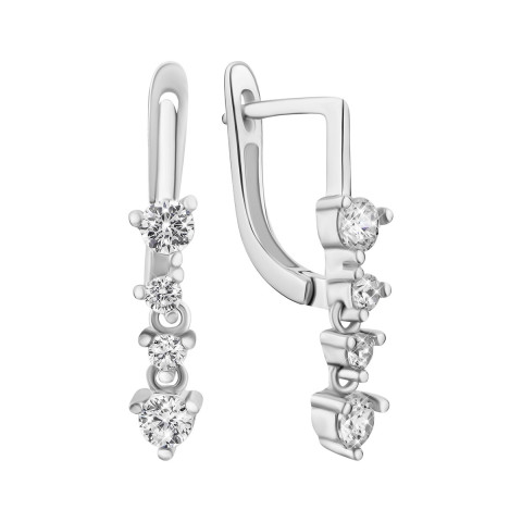 Срібні сережки-підвіски з фіанітами (SZDE17010)