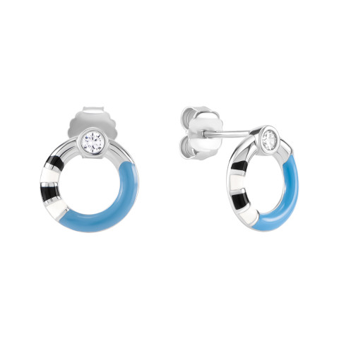 Срібні пусети з емаллю та фіанітами (SZDE21208)