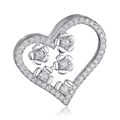 Срібна підвіска Серце з фіанітами SZDP00306-P/12/1