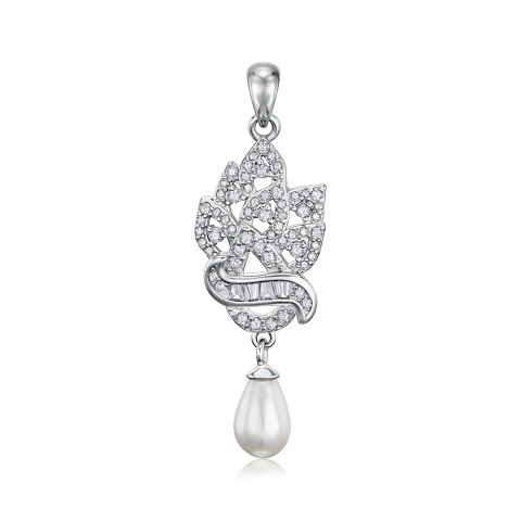 Срібна підвіска з перлиною і фіанітами SZDP00499-P/12/4918