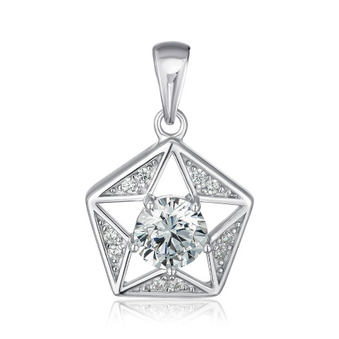 Срібна підвіска Зірка з фіанітами SZDP01814-P/12/1