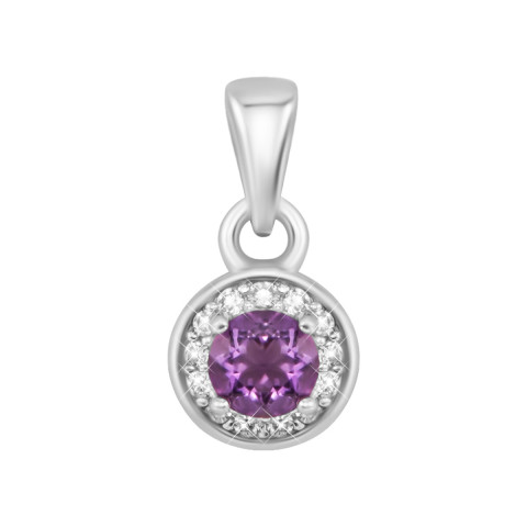 Срібна підвіска з аметистом та фіанітами (SZDP03113)