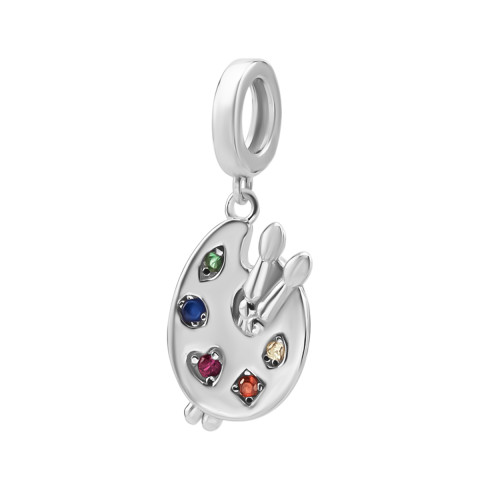 Срібна намистина шарм з фіанітами (SZDP04605)