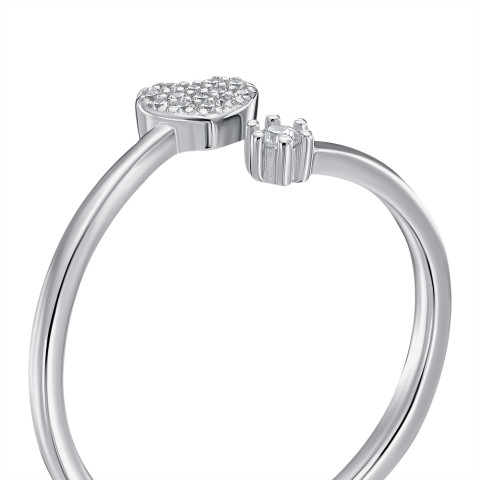 Срібна каблучка Серце з фіанітами SZDR10335-R/12/1