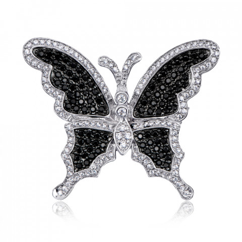 Срібна брошка «Метелик» з фіанітами. (T00202-SH/12/1)