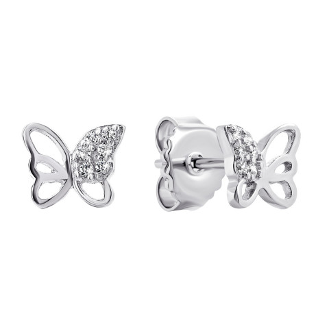 Срібні пусети Метелик з фіанітами (TE3998)