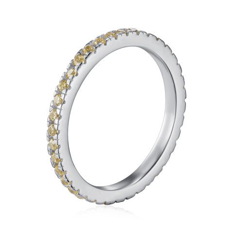 Срібна каблучка з фіанітами TL120024-S-W-YE-R/12/1878