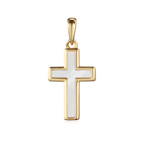 Срібний хрестик з перламутром TP-1851-GOLD-P/20/1101