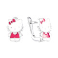 Срібні сережки з емаллю Hello Kitty  (СК2/902)