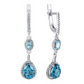 Срібні сережки з кварцом London blue і фіанітами (2400/1р-QLB)