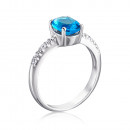 Срібна каблучка з кварцом і фіанітами. Артикул 1339/1р-QSWB