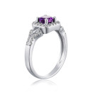 Срібна каблучка з аметистом та фіанітами 1533/1р-AMET