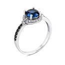 Срібна каблучка з гідротермальним сапфіром та фіанітами (1545чб/1р-HSPH)