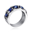 Срібна каблучка з сапфіром і фіанітами 1630/9р-HSPH