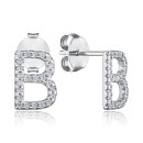 Срібні пусети літера В з фіанітами 1EA92175-E/12/1