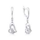 Срібні сережки-підвіски Серце з фіанітами (40646/12/1/79)