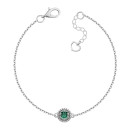 Срібний браслет із зеленим кварцом та фіанітами (4225р-QGR)