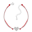 Браслет на нитці Серце з фіанітами  (550229б)