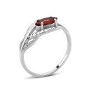 Срібна каблучка з гранатом та фіанітами (703/гркб/з/род)