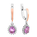 Срібні сережки-підвіски з аметистом і фіанітами (847С.а.Rh)