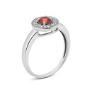 Срібна каблучка з гранатом та фіанітами (824К.г.Rh)