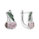 Срібні сережки Вишеньки з фіанітами (SZDE15080)