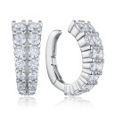 Срібні сережки-кафи з фіанітами B01046-E/12/1