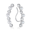 Срібні кафи з фіанітами та перлами B04133-E/12/21127