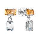 Срібні сережки-підвіски з цитрином та топазом (с1305Rh)