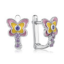 Срібні сережки з емаллю та фіанітами DE06677-E/12/4948