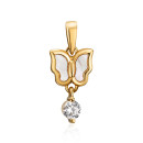 Срібна позолочена підвіска Метелик з перламутром та фіанітом (HJP-842-GOLD-P/20/4510)