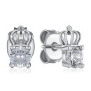 Срібні сережки-пусети Корона з фіанітом (SE01472-E/12/1)