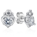 Срібні сережки-пусети Серце з фіанітом (SE00771-E/12/1)