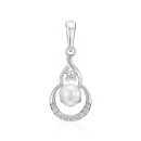 Срібна підвіска з перилною та фіанітами (SP00449-P/12/1941)