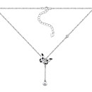 Cрібне кольє з перлами і фіанітами (EN02472)