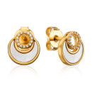 Срібні позолочені сережки з перламутром та фіанітами (HJES-857-GOLD-E/20/4510)